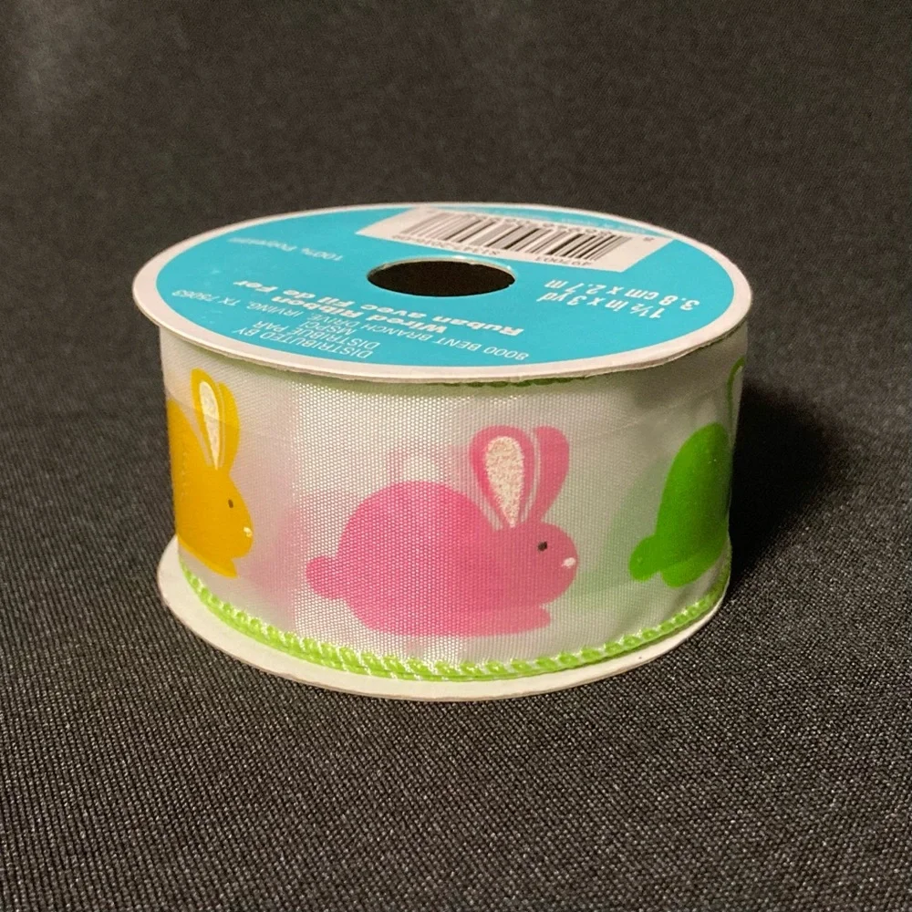 ⭐️❤️‍🔥 Celebrate It Easter Bunnies Wire Edged Gift Ribbon 1.5” x 108”